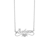 Vente en gros de bijoux personnalisés en acier inoxydable avec nom pour enfants collier avec nom en forme de cœur en anglais givré