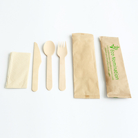 Vente en gros d'usine Ensemble de couverts jetables en bois Ensemble de couverts en bois pour restaurant