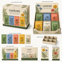Boîte de présentation de graines personnalisée imprimée en couleur, emballage en carton pour six sachets, présentoir de comptoir pour les centres de jardinage