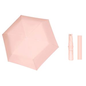 Parapluie compact et abordable au design européen, manuel, pliant en trois, en polyester, avec couleurs assorties, ultra léger, en alliage, 6 baleines, 8K, diamètre ouvert 90 cm - Product Image 1