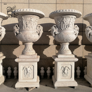 BLVE grande decorazione per la <span class=keywords><strong>casa</strong></span> all'aperto intagliato a mano stile europeo vaso di piante in pietra naturale in marmo giardino vaso di fiori per la vendita - Product Image 5