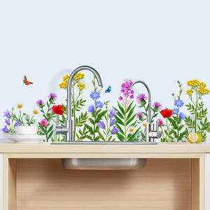 Pegatinas de Pared de Flores y Plantas Verdes, Pegatinas Autoadhesivas de PVC con Diseño de Flores para Decoración de Paredes de Sala de Estar, Dormitorio y Hogar - Product Image 4