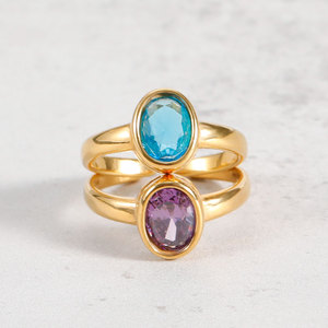 Anillo de acero inoxidable con incrustaciones de diamantes de imitación, anillo abierto con diseño de personalidad, popular, redondo, europeo y americano - Product Image 1