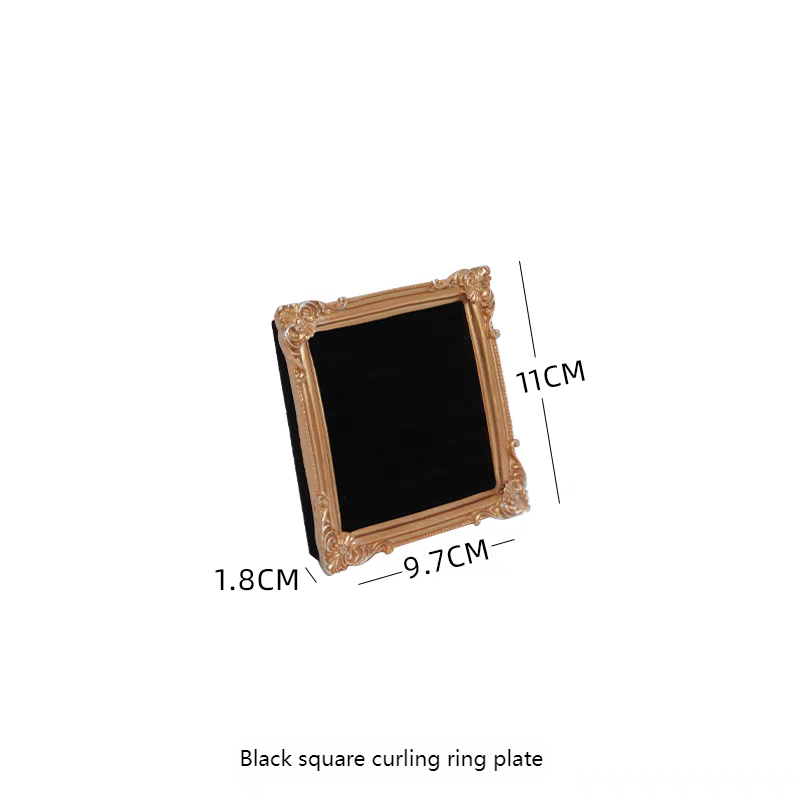 Black square rolled ring plate