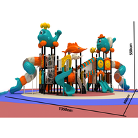Équipement de jeu pour enfants sur le thème de l'océan, durable, de qualité supérieure, avec toboggan intégré
