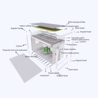 Maison conteneur moderne en verre trempé avec mur rideau, étanche, préfabriquée, mobile et modulaire pour usage commercial