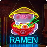 Enseigne néon LED Fortune Cat Ramen à intensité variable, motif chat porte-bonheur japonais, pour décoration murale, enseignes néon personnalisables avec logo
