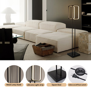 PF24002 โคมไฟตั้งพื้นแบบใหม่ ไฟ LED สำหรับตกแต่งอุตสาหกรรม พร้อมสวิตช์เท้าแบบซิลิโคน แถบไฟ LED สีดำด้าน 110-240V สำหรับห้องนั่งเล่น - Product Image 4