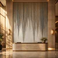 Seni Mosaik Kaca Siluet Hutan Panel Batu Mural Mosaik Kustom untuk Dekorasi Dinding Lobi Hotel Villa