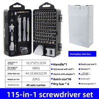 Jeu de tournevis de précision en acier S2 115-en-1 - Kit de réparation DIY pour l'électronique avec étui rigide