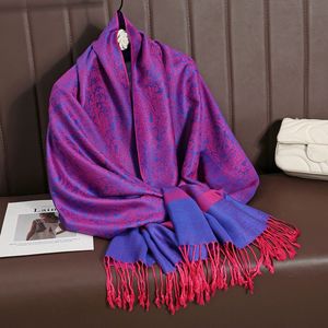 Large Tassel Jacquard <strong>Paisley</strong> 2025 Hot Selling Ethnic Ladies Faux <strong>Pashmina</strong> Cashmere <strong>Scarf</strong> for Women - Product Image 2