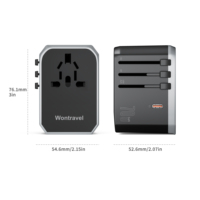 Adaptador universal Wontravel Multi Plug Travel Usbc GAN 70W Adaptador de viaje de carga rápida Todo en uno