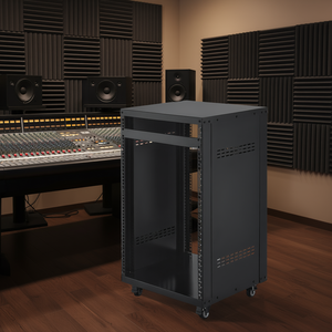 Armoire serveur métallique à cadre ouvert avec roulettes verrouillables 16U pour studio d'enregistrement à domicile - Product Image 2
