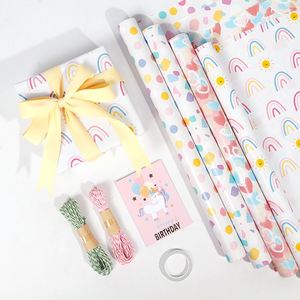 New Design Disposable Coated Silicone Kid Holiday Printed Gift <b>Wrapping</b> <b>Paper</b> 43x300cm Roll for Birthday Packaging - Product Image 5