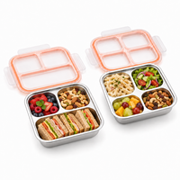 Boîte à lunch personnalisable sans BPA en PP de qualité alimentaire avec plateau amovible en acier inoxydable 304, 600 ml, 3 compartiments, compatible lave-vaisselle