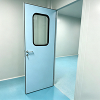 Porte battante JINYI conforme aux normes ISO pour salle blanche, résistante à la poussière, hermétique, en acier inoxydable, pour projet de laboratoire de sécurité biologique