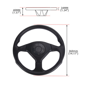 Racing Steering <b>Wheel</b> 14 Inch Pu Black 3 <b>Spokes</b> General Purpose Type - Product Image 3