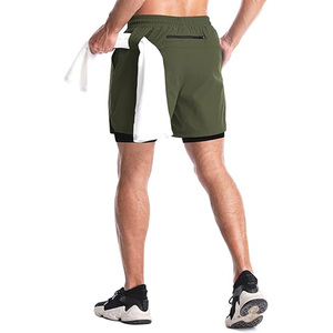 Pantaloni della tuta da uomo personalizzati 2-in-1 estivi <span class=keywords><strong>pantaloncini</strong></span> a due strati da 5 pollici Casual atletico attivo con chiusura a coulisse in vita elastica - Product Image 2