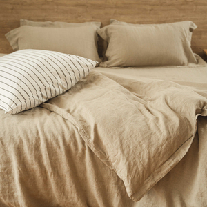 Vente en gros usine : Parure de lit 4 pièces en lin non blanchi belge, style minimaliste, lavable, pour chambre d'amis - Product Image 3