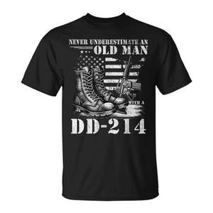 Nunca subestimes a un anciano con una camiseta Dd-214, regalo para veteranos militares - Product Image 1