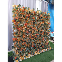 Fleur artificielle importée de chine fleur mur toile de fond 8ft x 8ft fleur artificielle pour la décoration d'événement de mariage