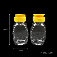 Bouteille de miel en plastique Transparent 108ml, bouchon jaune, grand pot de bouteille en verre, vente en gros