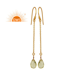 ต่างหูพลอยโทแพซทรงลูกแพร์ ชุบทอง พร้อมสายเงิน ผู้ผลิตและจำหน่ายเครื่องประดับ - Product Image 1