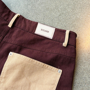 Shorts en twill délavé style vintage, patchwork, 100% coton, haute qualité, streetwear décontracté, design tendance, shorts en twill personnalisés pour hommes - Product Image 3