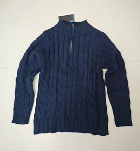 Maglione Autunno-Inverno in Maglia per Uomo e Donna, Collo Alto, Ricamato, Mezza Zip, Foto Reale - Product Image 5