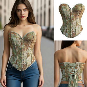 Korte Tube Top Dames Corset Monet Olieverfschilderij Stijl <span class=keywords><strong>Hot</strong></span> Girl Bone Overbust Corset Buikcontrole Push-up Borstvormer - Product Image 3