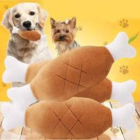 Jouet pour chien en peluche en forme de jambe de poulet à double os, écologique, résistant aux morsures, avec fonction sonore, 18x6cm, motif uni, pour l'exportation