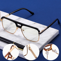 Nouveau classique carré Double pont lunettes cadre hommes Anti bleu lunettes luxe haute qualité montures optiques