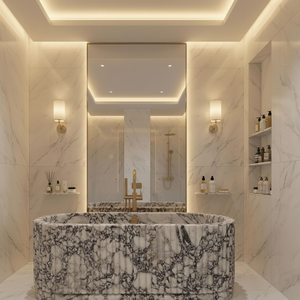 Bañera <span class=keywords><strong>de</strong></span> Mármol Natural Pulido <span class=keywords><strong>de</strong></span> Lujo Moderno, Tallada en un Solo Bloque <span class=keywords><strong>de</strong></span> Piedra, Ideal para Villas y Hoteles - Product Image 5