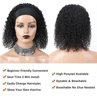Perruque Bob Courte Ondulée 200% Cheveux Humains Transparente Pas Chère en Liquidation avec Bandeau pour Femmes 10-16 Pouces Brésilien Remy