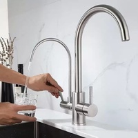 Robinet de cuisine moderne en acier inoxydable chaud et froid, à poser sur le plan, avec purificateur d'eau trois-en-un pour évier