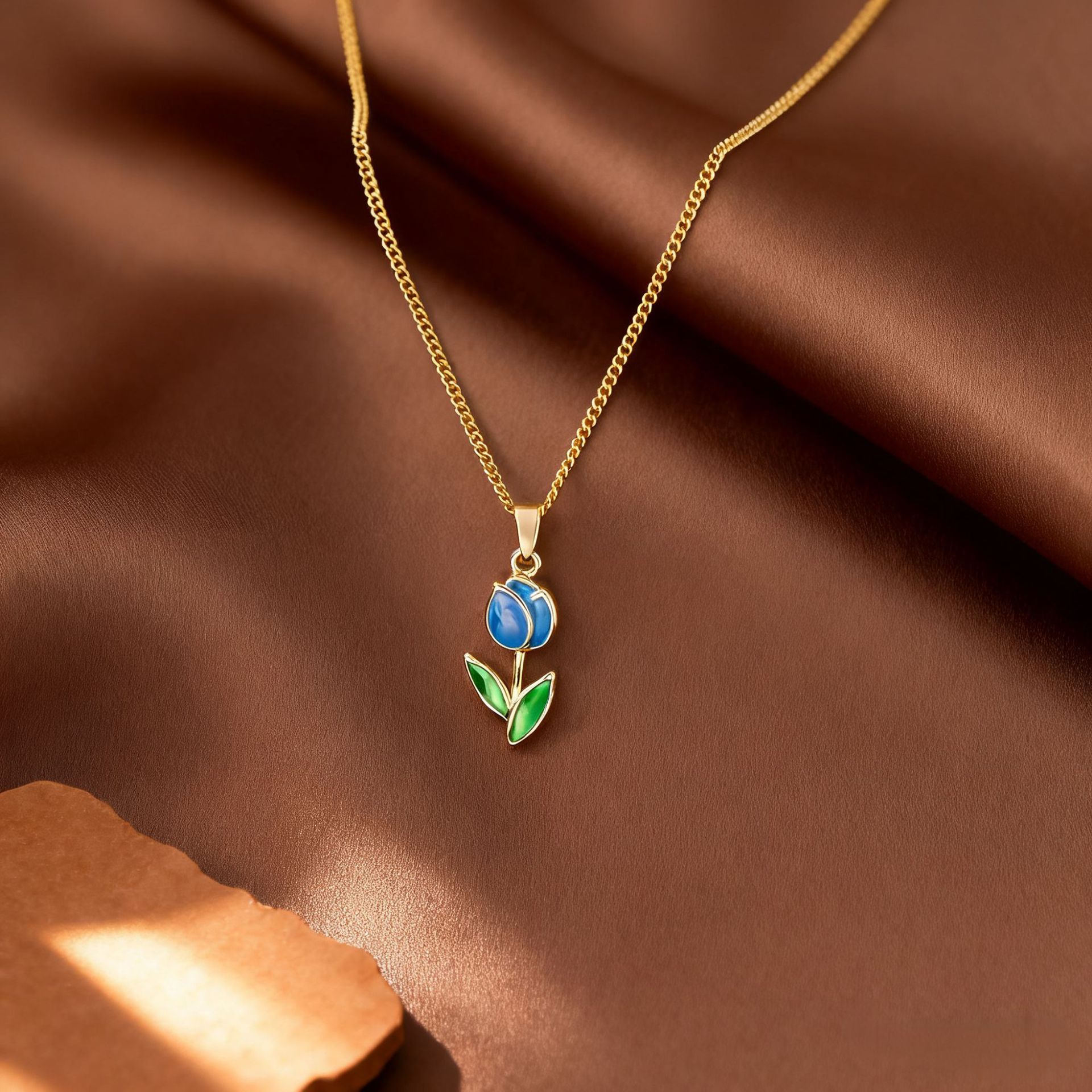 Blue tulip necklace - Gold