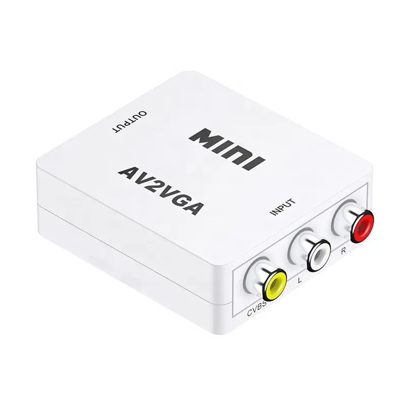 Adaptor Konverter Mini AV Ke VGA Mendukung PAL NTSC, dengan Kabel Pengisian Daya USB 3.5Mm Port Audio