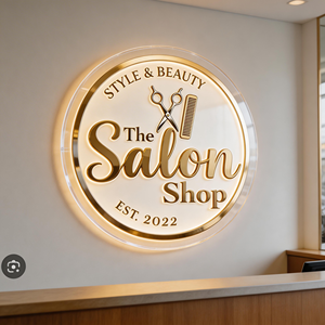 Letrero LED Personalizado con Logotipo, Letrero Acrílico 3D Retroiluminado con Espejo Dorado, Letrero LED <span class=keywords><strong>para</strong></span> Salón de Belleza, Logotipo de Pared - Product Image 1