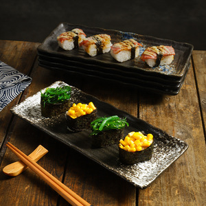 Plato <span class=keywords><strong>Rectangular</strong></span> de Cerámica Japonesa Ecológico para Sushi y Sashimi, Plato de Saurio Otoñal para Uso en Restaurantes y Hoteles - Product Image 2