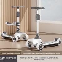 Trottinette électrique rechargeable multifonctionnelle pour enfants, grande taille, avec cadre en métal, trois roues, design pliable