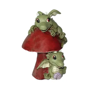 Fairy Garden Decor Leuke Polyresin Dinosaurussen En Rode Paddestoel Decor Resin Craft Mini Tuin Decoratie