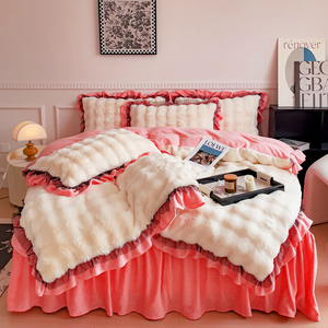 Juego de edredón de cama doble tamaño King de 4 piezas de lujo, edredón y funda de almohada de terciopelo suave, ropa de cama moderna elegante - Product Image 6