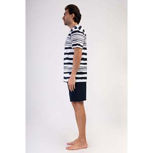 Ensemble short et t-shirt respirant pour homme, col en V, manches courtes, avec poches et motif imprimé - Product Image 3