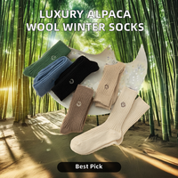 Chaussettes montantes pour femmes en laine d'alpaga/nylon de haute qualité, tricotées douces, pour l'hiver, avec logo personnalisé, anti-bactériennes, à revers jetable