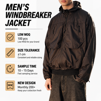 Veste coupe-vent technique surdimensionnée de qualité supérieure pour homme, légère, utilitaire, pour l'extérieur, avec capuche et poche, style streetwear