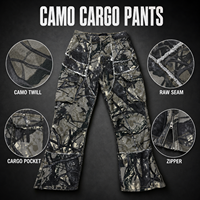 Pantalon cargo camouflage Yingling pour homme, patchwork, multi-poches, vintage, lavé, streetwear, en twill épais, imprimé DTG