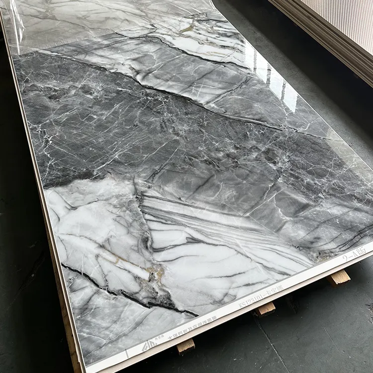 High Glossy 3d Customized Printing Marble Sheet & Slotted Seamless Wpc Pvc Wall Board Bendable Bamboo Charcoal Wood Veneer