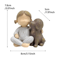 Prêt à expédier : Figurine en résine Fille sans visage avec chien, style sculpté à la main, Statue Petite Fille et Chiot en étreinte, Décoration d'intérieur