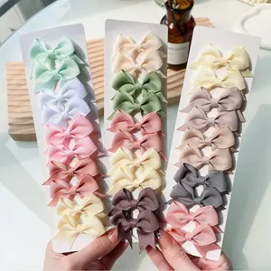 10 pçs/set novo bonito fita sólida bowknot cabelo clipes para o bebê meninas handmade arcos hairpin presilhas headwear crianças cabelo acessórios