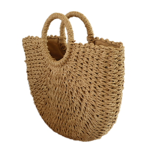Sacs à Main Rondes en Rotin Naturel pour Femmes, Sacs <span class=keywords><strong>de</strong></span> Plage en <span class=keywords><strong>Paille</strong></span> d'Été Fourre-Tout – Vente en Gros - Product Image 3